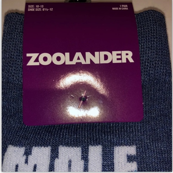 Zoolander Crew Socks 1 Pair Men 6.5-12 Blue White Male Model Of The Year Stiller - Picture 2 of 10